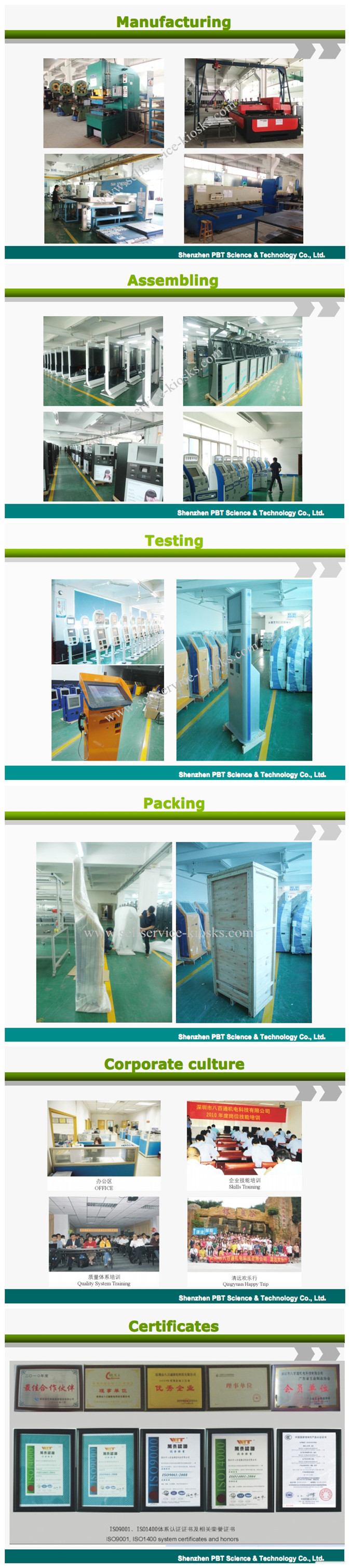 Card Printer Self Payment Kiosk floor standing , interactive display