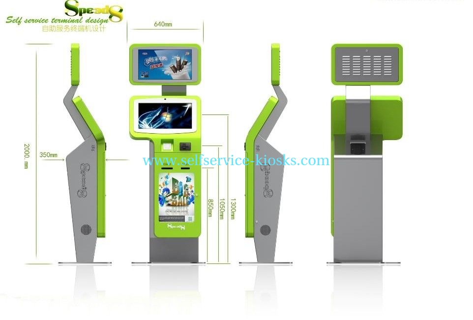 Powerful Regular PC or Industrial PC Multifunction Kiosk with 22 Inch above LED Monitor